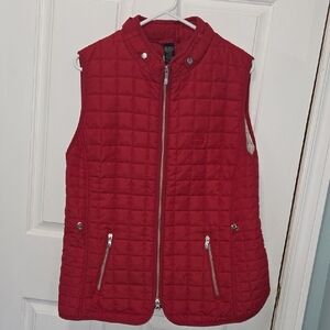 Women's Red Quilted Vest By Olsen